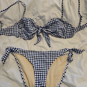 Old Navy Blue and White Gingham Bikini